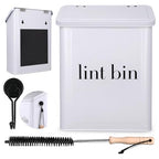 Magnetic Laundry Lint Bin for Dryer | Wall-Mounted Small Trash Can for Laundry Room | Includes Magnetic Hook & Lint Brush | Space-Saving Magnetic Laundry Trash Can | Matte White - color: Matte White