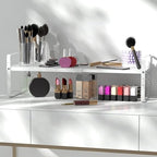 Expandable Kitchen Cabinet Shelf Organizer Rack Heavy Duty Metal Spice Rack Stackable Kitchen Counter Storage Shelf for Kitchen Cabinet Pantry Bathroom (White - 16.5"-27" L x 10.2" W x 9.6" H - 3Pack) - color: White - 16.5"-27" L X 10.2" W X 9.6" H - 3pac