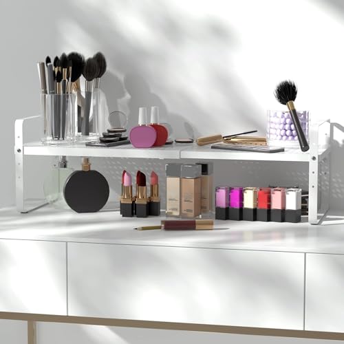 Expandable Kitchen Cabinet Shelf Organizer Rack Heavy Duty Metal Spice Rack Stackable Kitchen Counter Storage Shelf for Kitchen Cabinet Pantry Bathroom (White - 16.5"-27" L x 8" W x 9.6" H - 3Pack) - color: White - 16.5"-27" L X 8" W X 9.6" H - 3pack
