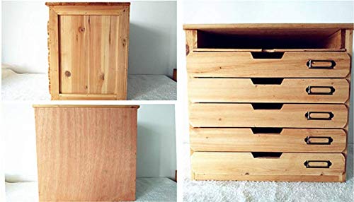 5 Flat Drawer Organizer for Home or Office Desk - Wooden Chest of Drawers - File Organizer with Drawers & 1 Paper Tray Slot - Desk Organizer w/ Storage Drawers & Label Holders - Wood File Box