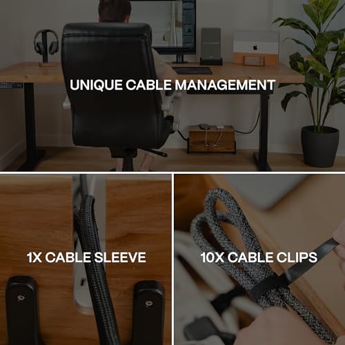 Extra Large Cable Management Box, Wood Cord Hider Box & Organizer for Power Strip, TV Wires & Desk Cable Storage - color: Solid Acacia