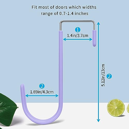 FYY Over The Door Hooks, 4 Pack Door Hangers Hooks with Rubber Prevent Scratches Heavy Duty Organizer Hooks for Living Room, Bathroom, Bedroom Hanging Clothes, Towels, Hats, Coats, Bags Lavender - color: A Lavender, size: Short, style: 4 Pack