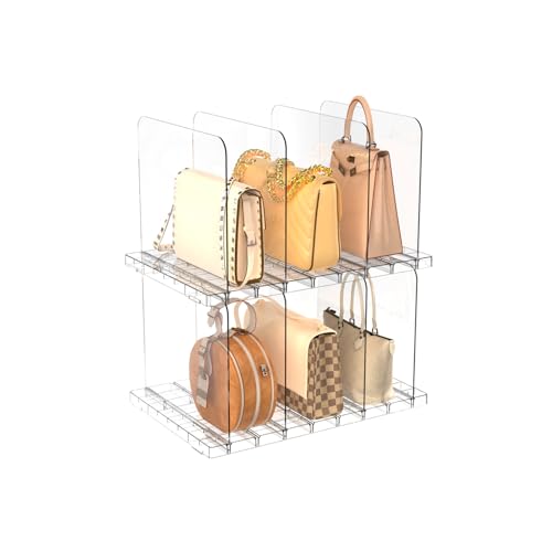 ANTOWIN 2 Pack Shelf Divider, Purse Organizers for Closet, Adjustable Handbag Separators, Storage Organizer in Bedroom, Office, Easy to Install and Clean - size: square-shaped
