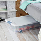 Sterilite 8-Pack Latching Box, Under Bed Storage Bins with Lids, Clear Plastic, 56 Quart - Heavy-Duty Organizing Containers for Closet, Bathroom, and Office - size: 56 Quart, style: 8 Pack