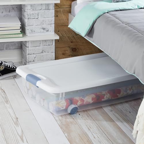 Sterilite 8-Pack Latching Box, Under Bed Storage Bins with Lids, Clear Plastic, 56 Quart - Heavy-Duty Organizing Containers for Closet, Bathroom, and Office - size: 56 Quart, style: 8 Pack
