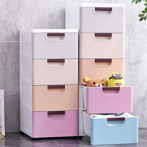 5 Drawers Stackable Storage Drawers Plastic Storage Drawers Collapsible Storage Bins Plastic Clothes Organizer Drawers Storage for Living Room,Bedroom,Office (Light Colors, 11.81" W) - color: Light Colors, size: 11.81" W