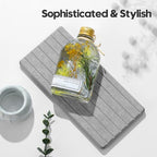 Razborci 2PCS Instant Dry Diatomite Stone Counter Makeup Tray Organizer, Fast Drying Caddy Kitchen Sponge Holder Mat, Bathroom Vanity Toothbrush Bottle Dispenser Soap Dish Rack, Light Gray, 8"x 3.8" - color: 2pcs - 8"x 3.8" - Light Gray