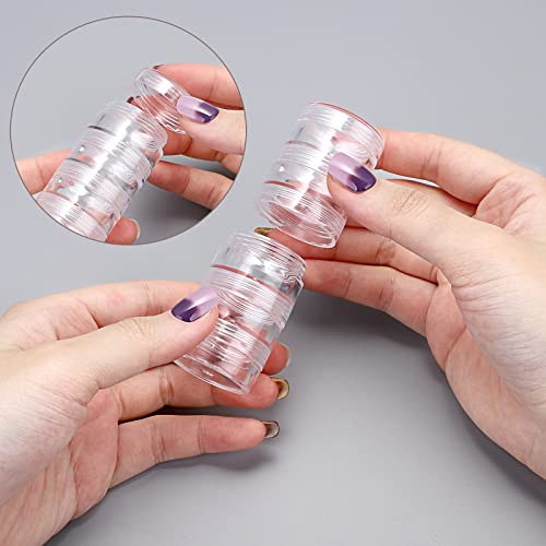 Hipiwe 8 Sets 5 Layers Clear Plastic Round Storage Jars Jewelry Bead Storage Containers Small Travel Sample Jar Pots for Sewing Pills Nail Art Craft Accessories - size: 8Packs 1.2"D x 3.1"H