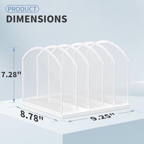 Gawerk 5-Section Vertical Desktop Organizer, 5-Section Mesh File Folder Stand Sorter for Office Home Classroom Organization (1, White) - color: White