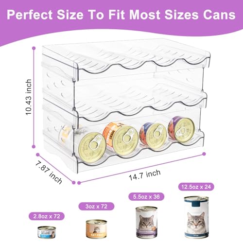 Cat Food Can Organizer, Can Organizer for Pantry, Transparent Cat Food Storage Container Holds 72 (3.5oz) Cans, Canned Food Organizer and Storage for Countertop Kitchen Cabinet (4 Tier-3 Layer) - color: 4 Tier-3 Layer