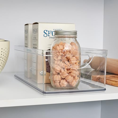 iDesign Stackable Clear Plastic Extra Long Storage Bin, Organizer for Kitchen Cabinet or Pantry, 2-Pack - style: Pack of 2