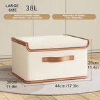 4 PCS Oxford Fabric Storage Bins with Attached Lid - Large Clothes Organizer (44x30x29cm), Breathable Collapsible Closet Bins for Clothing, Seasonal & Dorm Organization, Beige - size: 4PCS