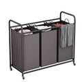 LINZINAR 3-Bag Laundry Sorter,Laundry Hamper Cart with Heavy Duty Rolling Lockable Wheels and Removable Bags (Brown) - size: 3 Bags Brown