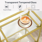 HOOBRO Gold Glass Shelf Stand, 4 Tier Standing Shelf Unit, Bathroom Organizer and Storage, Floor Storage Shelves Waterproof, for Bathroom, Laundry, Toilet, Tempered Glass, Gold GD79CJ01 - size: 15" L x 11.8" W x 42.1" H