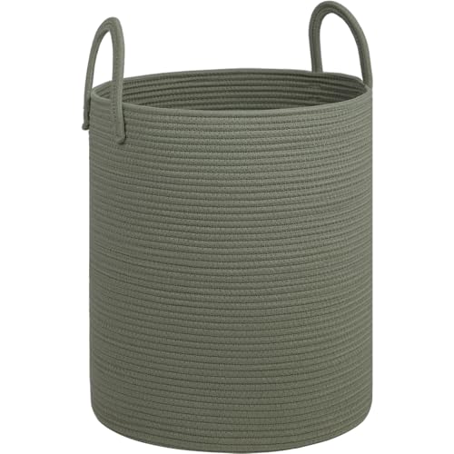 Laundry Basket,18x18X22 Cotton Rope Storage Basket with Handles,Kids Girl Baby Laundry Hamper,Dirty Clothes Hamper,Blanket Basket for Living Room,Nursery Hamper,Room Decor,Green - color: Green, size: 100L