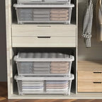 4 Packs 20 Quarts Under Bed Plastic Storage Bins with Lids, Clear Underbed Storage Containers with Wheels