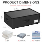 Under Bed Storage with Wheels,Under Bed Shoe Storage Organizers,Underbed Storage Bins,Rolling Under the Bed Storage Containers for Shoes Clothes in Dorm Bedroom,2 Pack（Black）