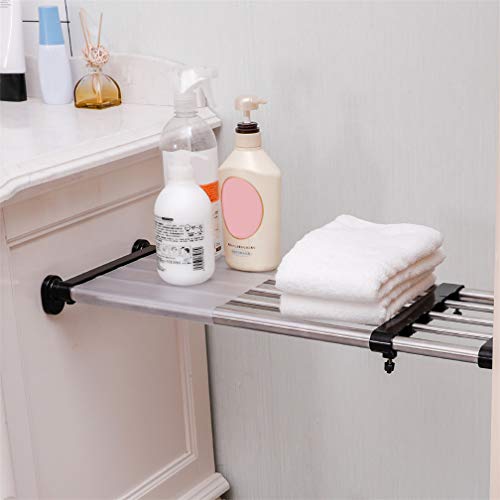 BAOYOUNI Adjustable Shelving Expandable Closet Shelves Tension Rod Clothes Hanger Storage Rack DIY Cabinet Wardrobe Kitchen Bathroom Divider Separator Organizer, Black, 2 Pack - color: Black, 2pcs (5-bar Telescopic), size: Recommended Use Length: (19.69-3