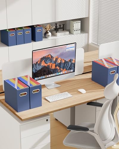 Oterri Cardboard File Organizer Box for Hanging File Folders Letter Size,File Box for Computer Desk,File Cabinet,Working Home,Office,Classroom (Navy, Letter Size - 2 Packs) - color: Navy, size: Letter Size - 2 Packs