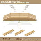 Bamboo Spice Rack Drawer Organizer - 8 Piece Set - 12" Wide, Combine Into 24" Rack (12" or 24") - size: 24"