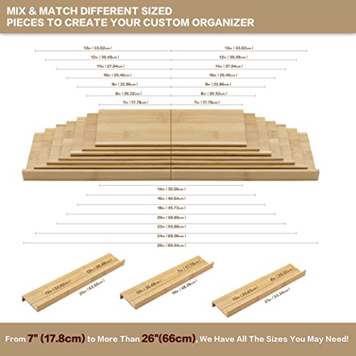 Bamboo Spice Rack Drawer Organizer - 8 Pieces Set- 7" Wide Per Piece - Combine Pieces Into 14" Wide Rack (7" or 14") - size: 14"