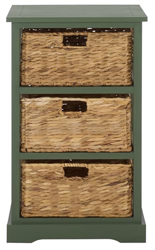 SAFAVIEH Home Collection – Halle Dusty Green 3-Drawer Basket Storage Side Table, Coastal Accent Design, Fully Assembled (AMH5738J) - color: Dusty Green