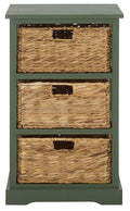 SAFAVIEH Home Collection – Halle Dusty Green 3-Drawer Basket Storage Side Table, Coastal Accent Design, Fully Assembled (AMH5738J) - color: Dusty Green