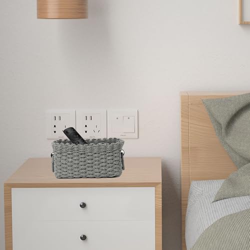 Small baskets for Organizing,Cute woven Storage basket with recycled paper rope for Shelves Bathroom,Little decorative basket,Set of 3 (Dark Grey) - color: Dark Grey