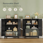 Iwell Bathroom Cabinet, Bathroom Storage Cabinet with 2 Doors & 3 Shelves, 3 Heights Available, for Living Room, Entryway, Kitchen, Home Office, Black - color: Black