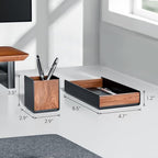 UPERGO Walnut Desk Tray with Pen Holder Set, Natural Wooden Desk Drawer Organizer Office, Organizer Tray for Keys, Pen, Watch - style: desk drawer with pen holder