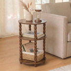 Round Side Table with 3-Tier Shelves, Small End Table with Solid Wood Legs for Living Room Bedroom, Modern Circular Coffee Table Nightstand for Small Spaces, Easy No-Tool Assembly - size: Round(13.2''x13.2''x22.8'')