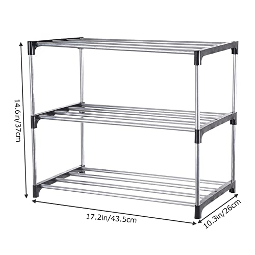 Small Shoe Rack, Narrow Stackable Shoe Shelf Organizer for Entryway, Doorway and Bedroom Closet (3-Tier, Black) - color: Black, size: 3-Tier