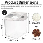 Fhiny 11LB Dog Food Storage Container, Airtight Pet Treat Bin Translucent Dry Food Grain Storage Barrels Sealed Bucket Moisture-Proof Plastic Cat Puppy Food Bin with Seal Locking Lid Keep Fresh - size: L:10"L x 7.5"W x 10"H