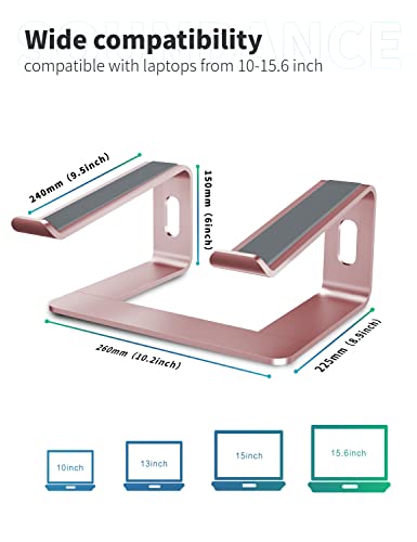 SOUNDANCE Laptop Stand, Aluminum Computer Riser, Ergonomic Laptops Elevator for Desk, Metal Holder Compatible with 10 to 15.6 Inches Notebook Computer, Gold Pink - color: D-Gold Pink, size: For 10 to 15.6 Inches Laptop