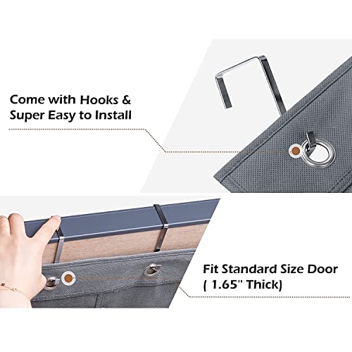 Over The Narrow Door Shoe Organizer Hanging 6 Large Fabric Pockets Back Door Shoe Holder for Closet with 2 Hooks (GREY) - color: GREY