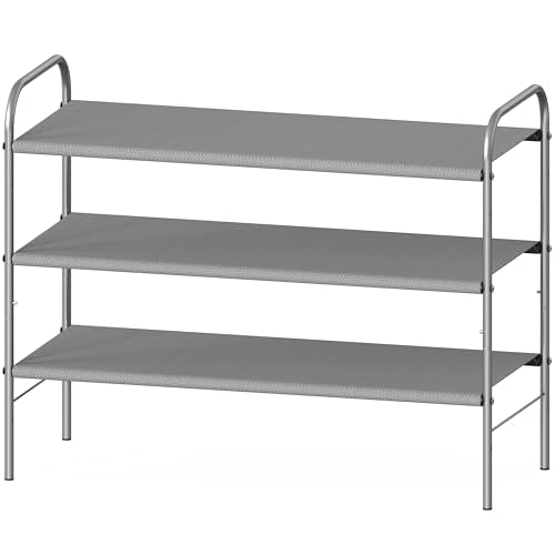 Simple Houseware 3-Tier Shoe Rack Storage Organizer, Grey – Space-Saving Shoe Shelf, Holds 9–16 Pairs, Sturdy Metal Frame, Easy Assembly – Closet, Entryway, Bedroom Shoe Storage Solution - color: Grey, size: 3-Tier