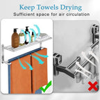 VOTZAAQ Towel Racks for Bathroom - 24 in Bath Towel Shelf with Double Towel Bar, Stainless Steel Towel Storage for Lavatory Wall Mounted, 2-Tier Towel Hanger Towel Holder, Brushed Nickel - size: 24in