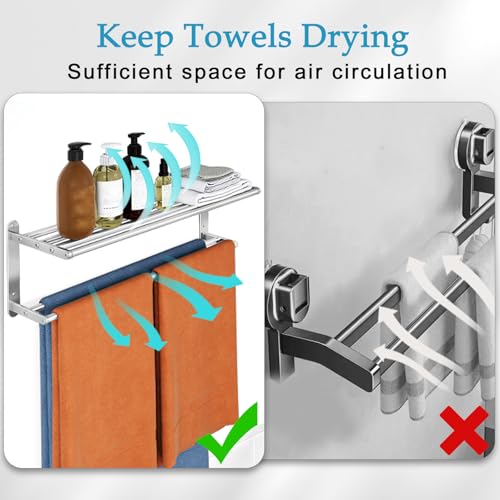 VOTZAAQ 32 in Towel Racks for Bathroom, Bath Towel Shelf with Double Towel Bar, Stainless Steel Towel Storage for Lavatory Wall Mounted, 2-Tier Towel Hanger Towel Holder, Brushed Nickel - size: 32in