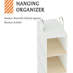 VERONLY Hanging Shoe Shelves - 6 Section,Closet Organizer Set of 2 with Woven Bamboo Shelves,Slim 5.5” Wide Design for Space-Saving Storage,White - style: White 2-Piece Narrow Hanging Set
