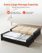 VEVOR Under Bed Storage with Wheels, 30.3 x 18.5 x 6.8 inch, Underbed Containers with Clear Lid, Underbed Shoe Organizer, Rolling Under the Bed Storage Bins for Clothes Shoes Blankets Bedroom, 2 Pack - style: C