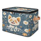 Custom Storage Basket with Name, Personalized Storage Bins with Zipper Lid, Foldable Fabric Storage Box Large capacity with Handle Flower Dog - color: Option 11