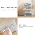 Clear Shoe Boxes 12 Pcs Plastic Storage Bins with Latching Lid Rectangular Storage Boxes Durable See-Through Lidded Shoe Boxes for Art Supplies and Home (Clear) - color: Clear