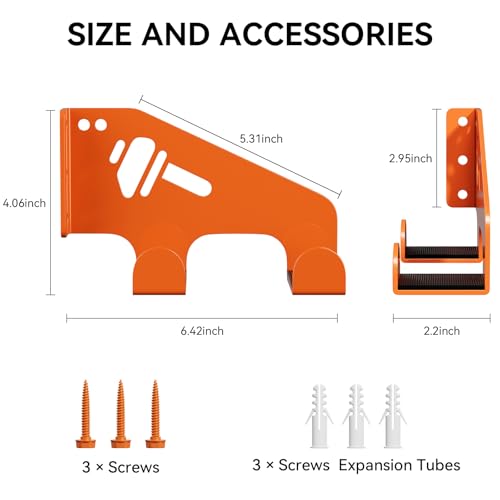 XZHXFX Chainsaw Hanger Wall Mount - Heavy Duty Chainsaw Holder for Garage Organization, Storage Shed Organizer, Chainsaw Rack with Protective Pad, Garage Tools, 1 Pack(Orange) - color: Orange 1 Pack
