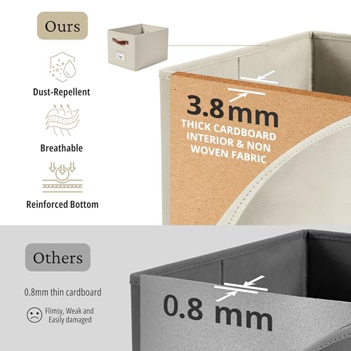 DECOMOMO Storage Baskets for Shelves - Large 15"x11"x10" Foldable Fabric Storage Bins, Baskets for Organizing with Labels (Beige, 4pcs) - color: Beige