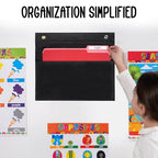 Essex Wares - 1 Pocket File Pocket Chart, Black - Versatile Wall Hanging File Folder Organizer for Classroom, Office, Home, and More - Wall Folder Organizer - Single Pocket - size: 1 Pocket