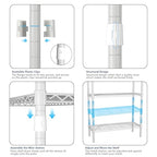 Heavy Duty Closet Garment Rack, 6 Tiers Adjustable Metal Freestanding Expandable Clothing Storage with 4 Hanger Rods, Easy to Assemble Wardrobe, 71.4" H x (70" - 88.2") L x 14" D, White - color: White