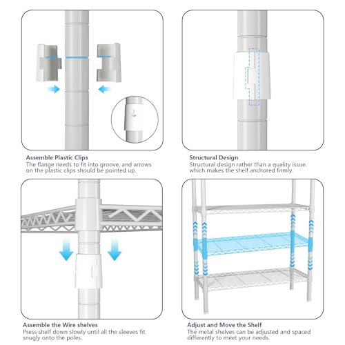 Heavy Duty Closet Garment Rack, 6 Tiers Adjustable Metal Freestanding Expandable Clothing Storage with 4 Hanger Rods, Easy to Assemble Wardrobe, 71.4" H x (70" - 88.2") L x 14" D, White - color: White