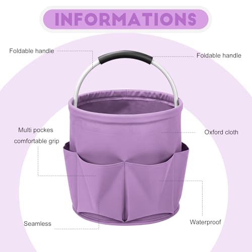 Cleaning Caddy for Cleaning Supplies,17L Cleaning Supply Caddy with Handle Foldable Cleaning Supplies Organizer Bucket Cleaning Products Organizers for Home, Garden (Purple) - color: Purple