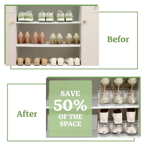 Shoe Slots Organizer for Closet,12 Pack 3 Levels Adjustable Shoe Holder Space Save Shoe Rack Stacker Organizer for Closet Organizador de Zapatos - size: 12 Pack
