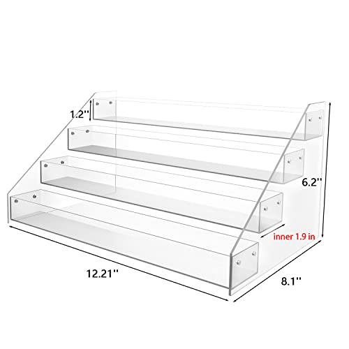 WUIVIUT Spice Rack Organizer For Cabinet, 1 4/5 in/Tier Acrylic Tiered Spice Shelf Can Storage Organizer for Kitchen Pantry Countertop - size: 4 Tier - inner width 2''